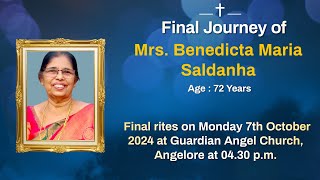 Final Journey of Benedicta Maria Saldanha [upl. by Chip]