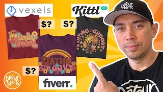 Kittl vs Vexels vs Fiverr REVIEW Which should you use for Print on Demand if you not a designer [upl. by Sato872]