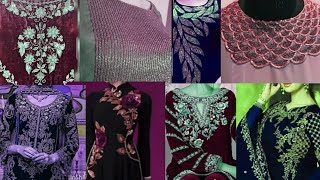 pearl stone work embroidery collection  trendy embroidery dress design with beads [upl. by Orteip]