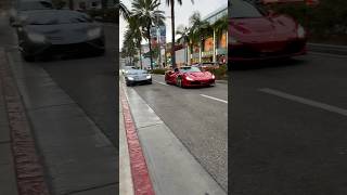 Lamborghini amp Ferrari Racing in Beverly Hills carspotting lamborghini ferrari supercars [upl. by Peterman]