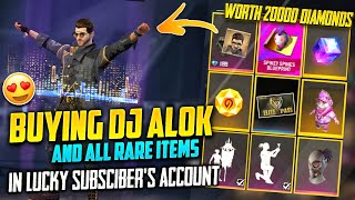 Buying DJ Alok Elite Pass amp All Rare Items in Lucky Subscribers account🔥😍 Worth of 2000 [upl. by Bonnice]