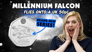 The Millennium Falcon flies onto a UK 50p NEW Star Wars™ 50p series [upl. by Akinit]