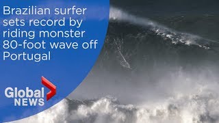 Brazilian sets alltime record for biggest wave surfed [upl. by Aidan]