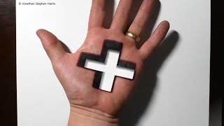 Trick Art on Hand  Cool 3D Cross Hole Optical Illusion [upl. by Hamann]