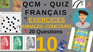 QCM QUIZ Français  N°10  20 questions dannales de Concours de la fonction publique Audio [upl. by Eibrad]