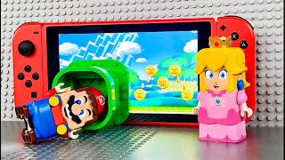 Lego Mario enters the Nintendo Switch and timetravels for Peach What will Bowser do legomario [upl. by Durante]