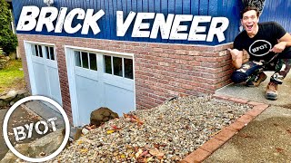 How To Install Brick Veneer Outside  DIY THIN BRICK [upl. by Joanna]