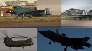 RAF Coningsby Typhoon Compilation 3   Chinook Spitfire F35s practice display vertical climb [upl. by Notlem]