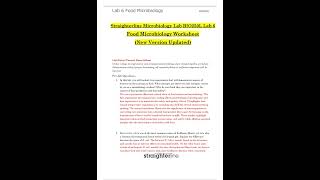 Straighterline Microbiology BIO250L Lab 6 Food Microbiology Worksheet Questions and Answers 2024 2 [upl. by Nawaj942]