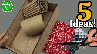 DIY Recycled Crafts How to Make Projects with Fabric and Cardboard  5 Easy Upcycling Ideas [upl. by Aklam]