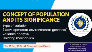 Concept of population and significance and type of variation variance analysis isolating mechanism [upl. by Gnni]