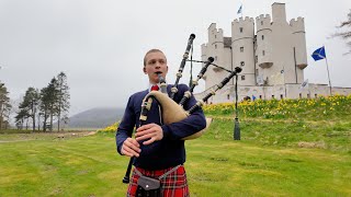 Piper Calan Daniels playing Cork Hill amp The Fittie Boatman outside Braemar Castle in Scotland 2024 [upl. by Anawyt]