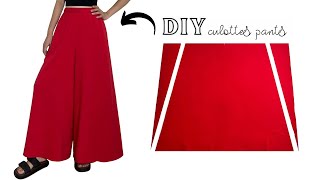 Very Easy Culottes Pants Cutting and Stitching for Beginners  Palazzo Skirt Pants Tutorial [upl. by Eelimaj]