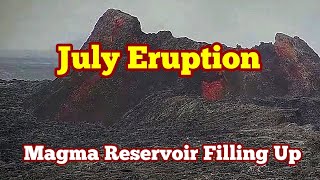 Iceland July Eruption Possible Magma Reservoir Filling UpSvartsengi KayOne Volcano Eruption Update [upl. by Ion]