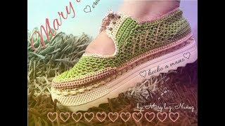 ZAPATO TEJIDO EN CROCHET  MODELO EFTHALY [upl. by Kenwrick]