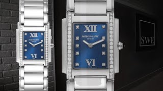 Patek Philippe Twenty4 Blue Dial Steel Diamond Ladies Watch 4910  SwissWatchExpo [upl. by Lingwood844]