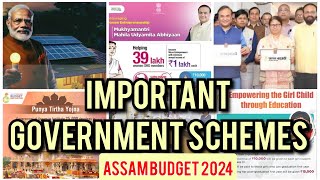 Important Government Schemes 2024  Assam Budget  Current Affairs  APSC  ADRE [upl. by Nojed649]