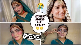 Worst reviewed makeup artist again Naaz beauty parlour🫠🤮😭😂 worst makeup funny [upl. by Ydderf]