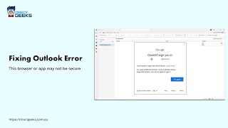 Fix Outlook Error quotThis browser or app may not be securequot  Couldnt sign you in [upl. by Gimpel]