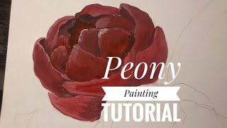 StepbyStep Peony Painting Tutorial Create Beautiful Floral Art on Canvas Easy techniques [upl. by Julide]