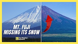 Japan’s Mt Fuji Is Snowless for the First Time at the End of October [upl. by Ellesig231]