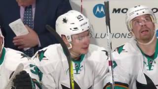 Timo Meier scores his first NHL goal on his first NHL shot [upl. by Naujaj599]