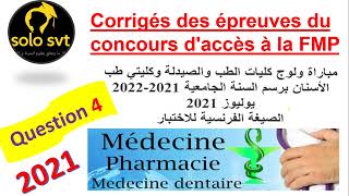 correction svt concours médecine FMP 2021 question 4 [upl. by Plath]