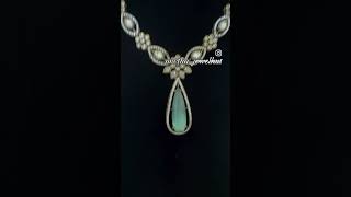 Victorian Necklace with mint green stones  DM us on Instagram swethajewelhut for orders [upl. by Rossing965]