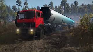 SnowRunner Mercedes Benz NG 2636 L w77 6x6 Trailer Fuel Tanker Driving Offroad [upl. by Vaish]