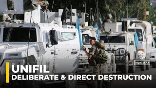 UNIFIL The deliberate and direct destruction of un property is a violation of international law [upl. by Suoivatco]