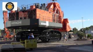 Moving a 550 ton Hitachi EX5600 face shovel [upl. by Ahsiemaj694]