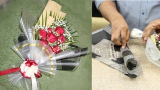 flower gift wrapping  How to wrapping flower bouquet and wrapping techniques [upl. by Gurney]