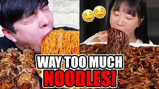 Mukbangers eat TOO MUCH NOODLES [upl. by Ahsemed]