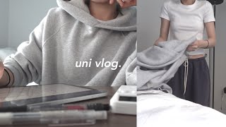 STUDY VLOG ☁️ week in my life full time uni student 7am mornings college routines amp cooking ootd [upl. by Dohsar]