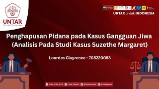 UTS HUKUM PIDANA  Penghapusan Pidana pada Kasus Suzethe Margaret yang Gangguan Jiwa [upl. by Odama]