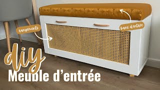 Banc d’entrée en cannage comment transformer son meuble IKEA Billy bricolage pour débutant⎜DIY [upl. by Llewon]