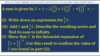 Binomial Expansion with Negative Power  Sum to Infinity  Geometric Series alevelmaths [upl. by Karena]