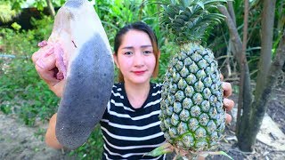 Yummy Cow Tongue Cooking Pineapple  Cow Tongue Recipe  Cooking With Sros [upl. by Basil]