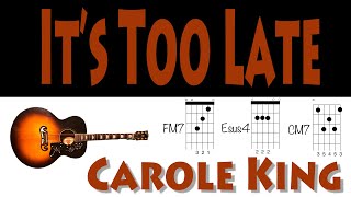 Its Too Late Carole King Guitar chords [upl. by Junie]