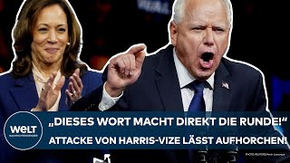 USA quotDieses Wort macht direkt die Rundequot Harris Vize Tim Walz lässt mit dieser Attacke aufhorchen [upl. by Moss]