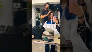 fringe haircut with curtain bangs layered hair  fringebangs curtainbang shortvideo [upl. by Arrotal]