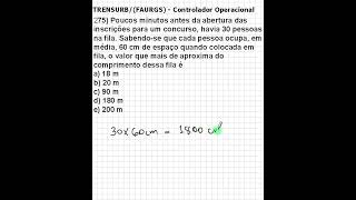 Matemática Concursos TRENSURB FAURGS Q0275 ensinomédio matematica questaodeconcurso [upl. by Ajup]