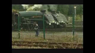 Three A4 Pacifics at Shildon 19th October 2012 [upl. by Ahsekim504]