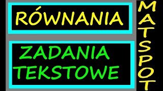 równania zadania tekstowe zadanie 27 [upl. by Hailee]