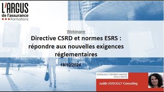 Replay Webinaire  Directive CSRD et normes ESRS répondre aux nouvelles exigences réglementaires [upl. by Hsitirb]