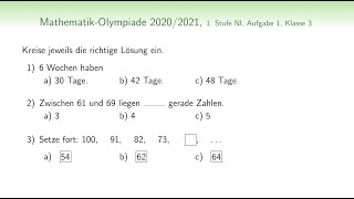 NI600311  MathematikOlympiade 2021  Grundschule  Multiple Choice  Aufgabenblatt zum Download [upl. by Oivlis371]