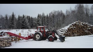 Log splitter day Volvo BM 700 with Pilkemaster and Jutul 802A making firewood [upl. by Herc]