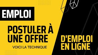 emploi recrutement Comment postuler à une offre demploi en ligne [upl. by Sharman]