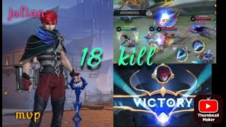 18 kill   perfect jungler Rotation Julian gameplay mlbb [upl. by Gebelein]