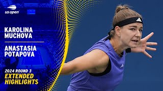 Karolina Muchova vs Anastasia Potapova Extended Highlights  2024 US Open Round 3 [upl. by Nylle]